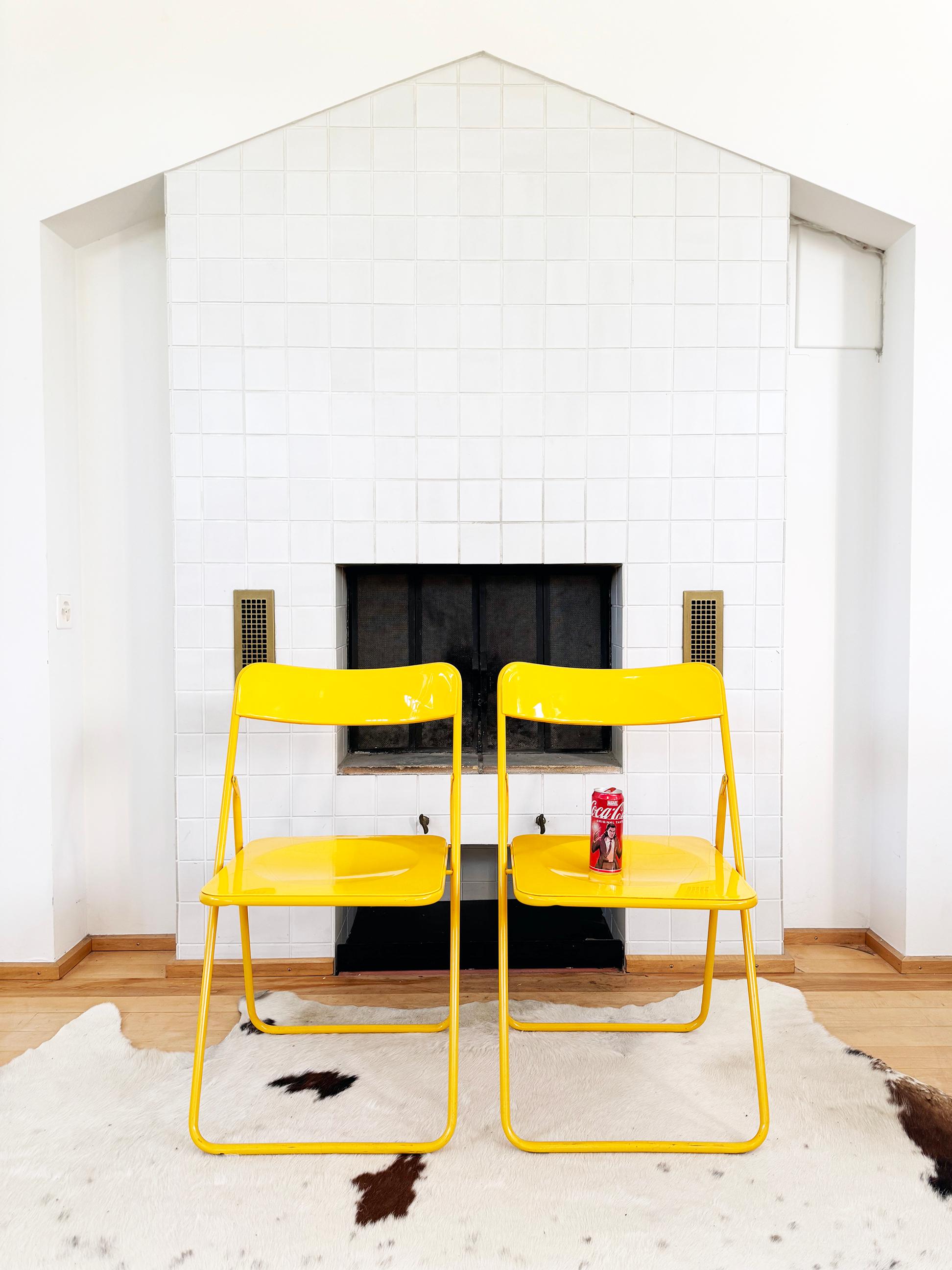 Set - 4 Yellow Swedish Postmodern 80s Vintage Nils Gammelgaard Ikea 