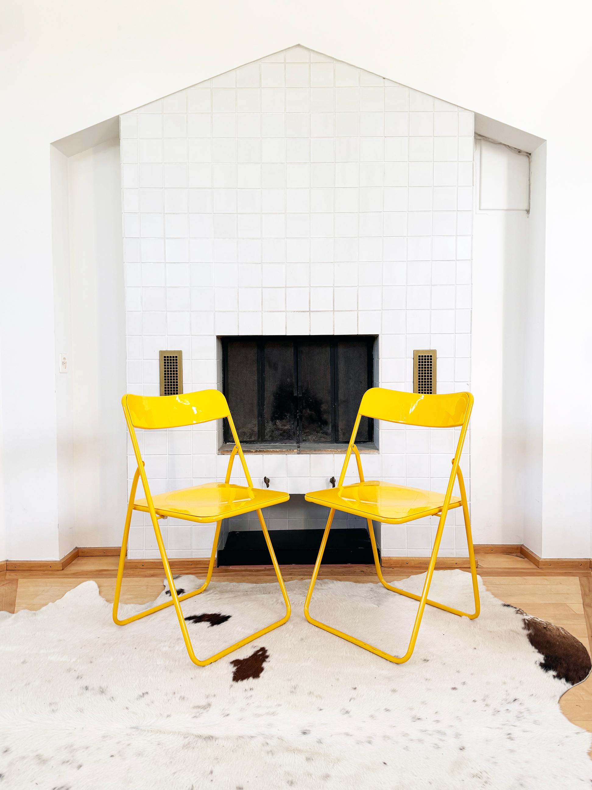 Set - 4 Yellow Swedish Postmodern 80s Vintage Nils Gammelgaard Ikea 