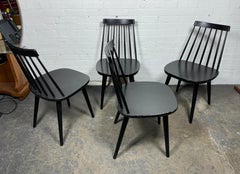 Set 4 YNGVE EKSTROM "Pinocchino" Stolab chair , black lacquer finish