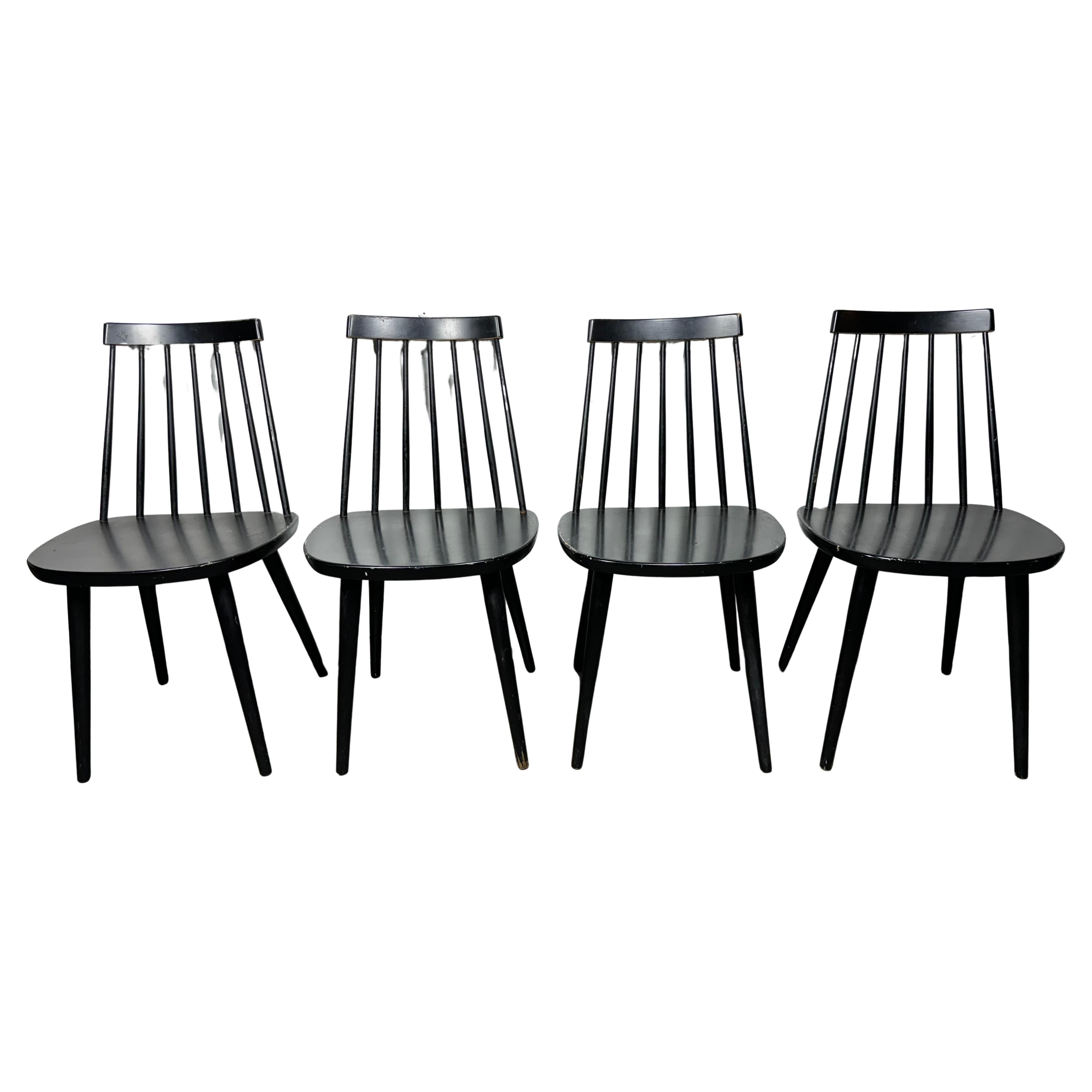 Set 4 YNGVE EKSTROM "Pinocchino" Stolab Stuhl , schwarz lackiert im Angebot
