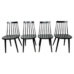 Set 4 YNGVE EKSTROM "Pinocchino" Chaise Stolab, laquée noire