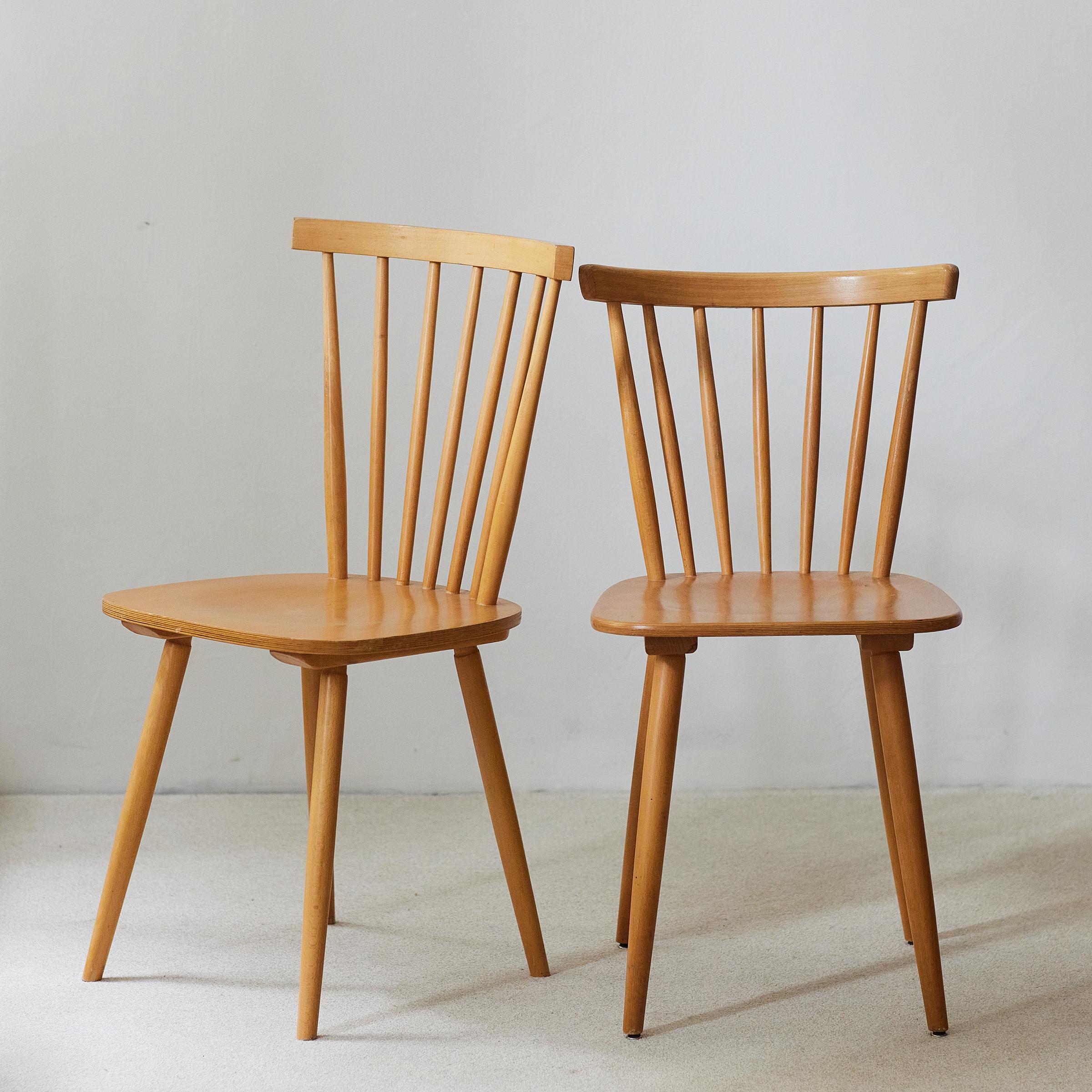 Set: 4+2 Vintage Mid-Century Dining Chairs by Horgenglarus Switzerland 1970s 4