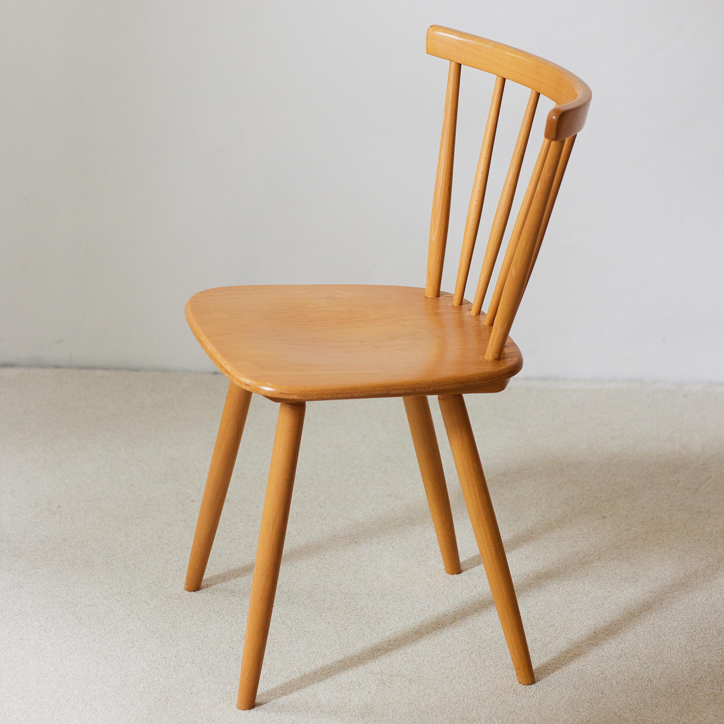 Scandinavian Modern Set: 4+2 Vintage Mid-Century Dining Chairs by Horgenglarus Switzerland 1970s