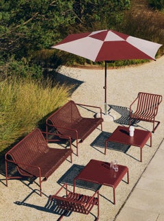 Set 4Palissade Cantilever Lounge Chairs Low, Red Iron Steel, by Ronan Bouroullec
