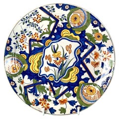 Juego de 5 Platos Antiguos de Delft Pintados a Mano Países Bajos Patrón "Relámpago" C-1820