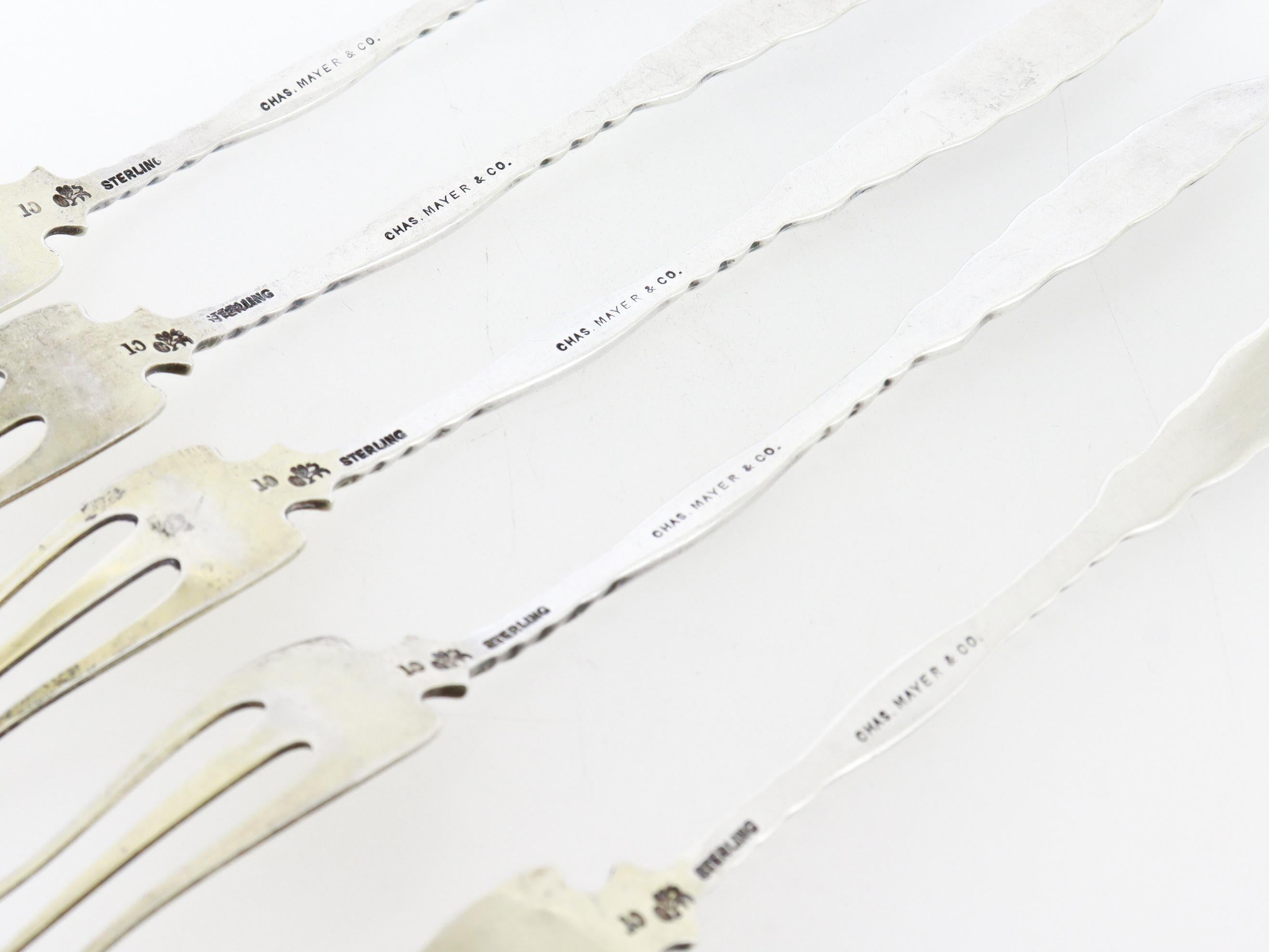 Set di 5 forchette da cocktail in argento antico Whiting A. Silver in vendita 1