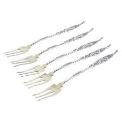 Set di 5 forchette da cocktail in argento antico Whiting A. Silver
