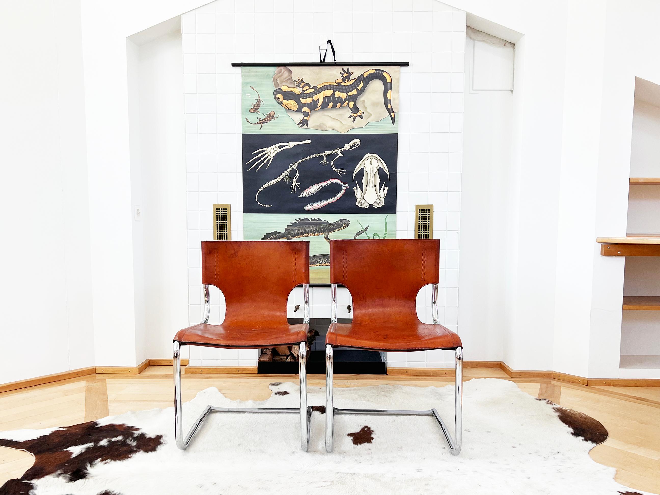 SET 5 Chaises luge Carlo Bartoli T 70 920 Cuir Brown - 5 pcs Bon état - En vente à Basel, BS
