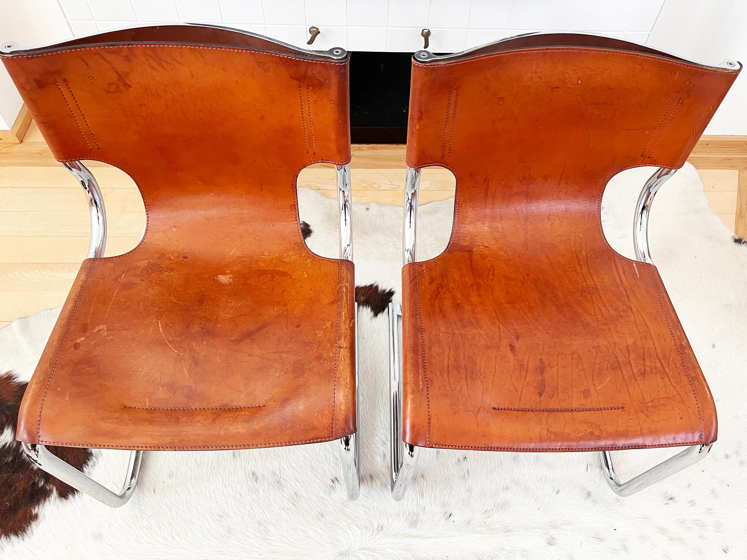 Acier SET 5 Chaises luge Carlo Bartoli T 70 920 Cuir Brown - 5 pcs en vente