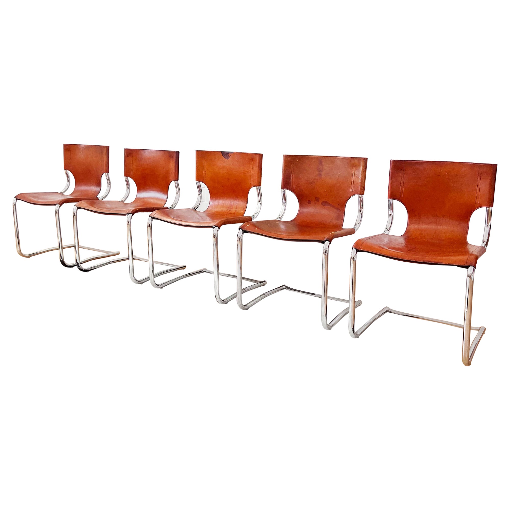 SET 5 Chaises luge Carlo Bartoli T 70 920 Cuir Brown - 5 pcs en vente
