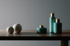 Set/5 barattoli in ceramica, verde menta e bianco, fatti a mano in Portogallo da Lusitanus Home