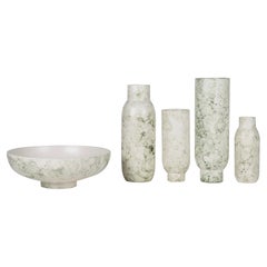 Set/5 Ceramic Vases & Bowl, Green, Handmade in Portugal by Lusitanus Home