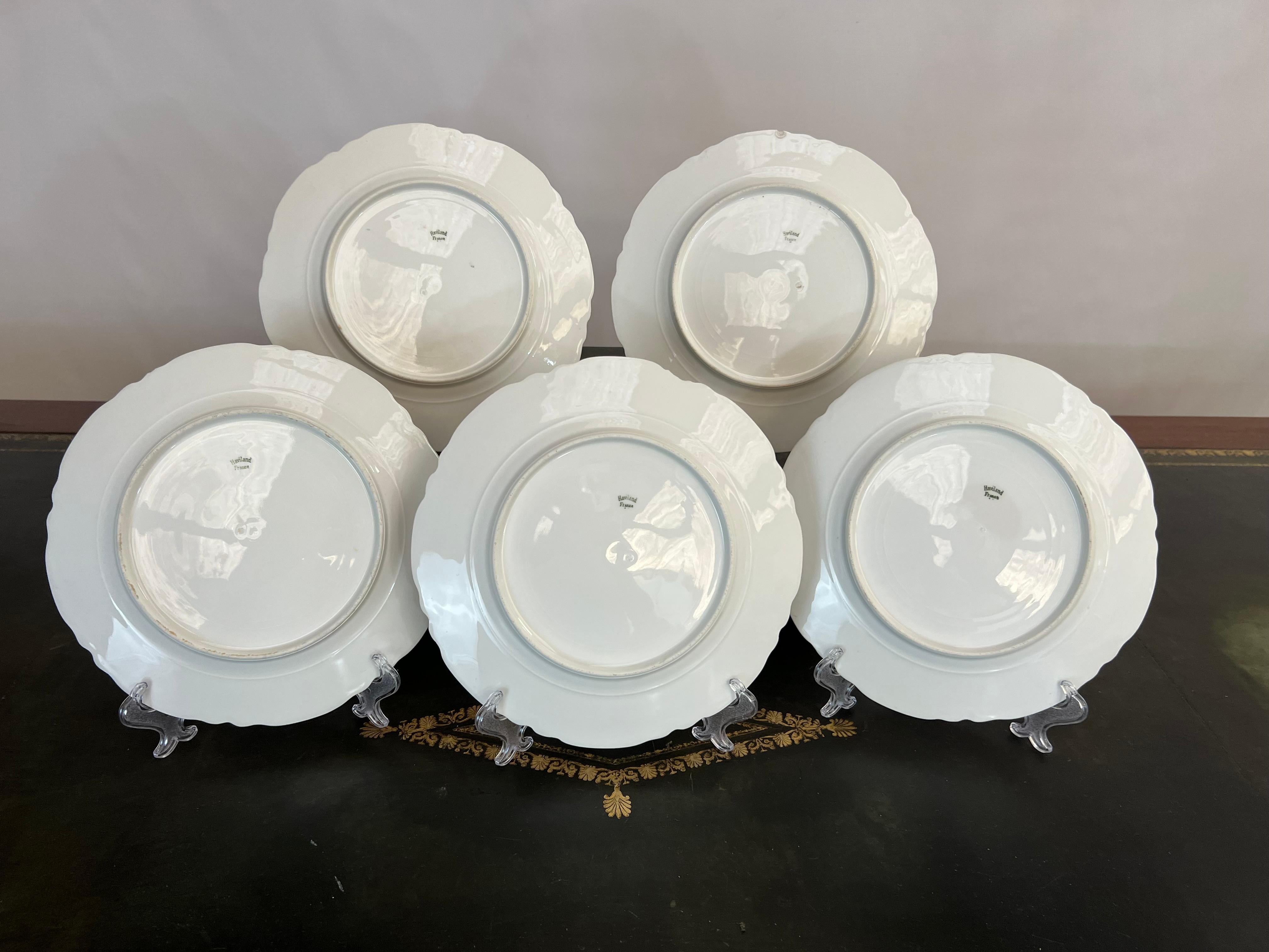 Set 5 collectible plates Haviland Limoges with women 19th For Sale 1