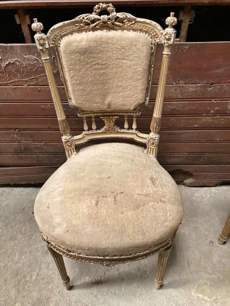 Wood Set 5 French Chairs Louis XV Style 19th Century For Sale