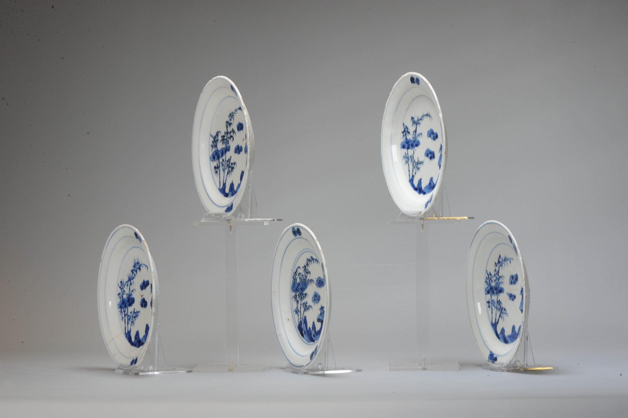 Set #5 Kosometsuke Antique Chinese 17c Ming Dynasty Plates China Porcelain For Sale 2