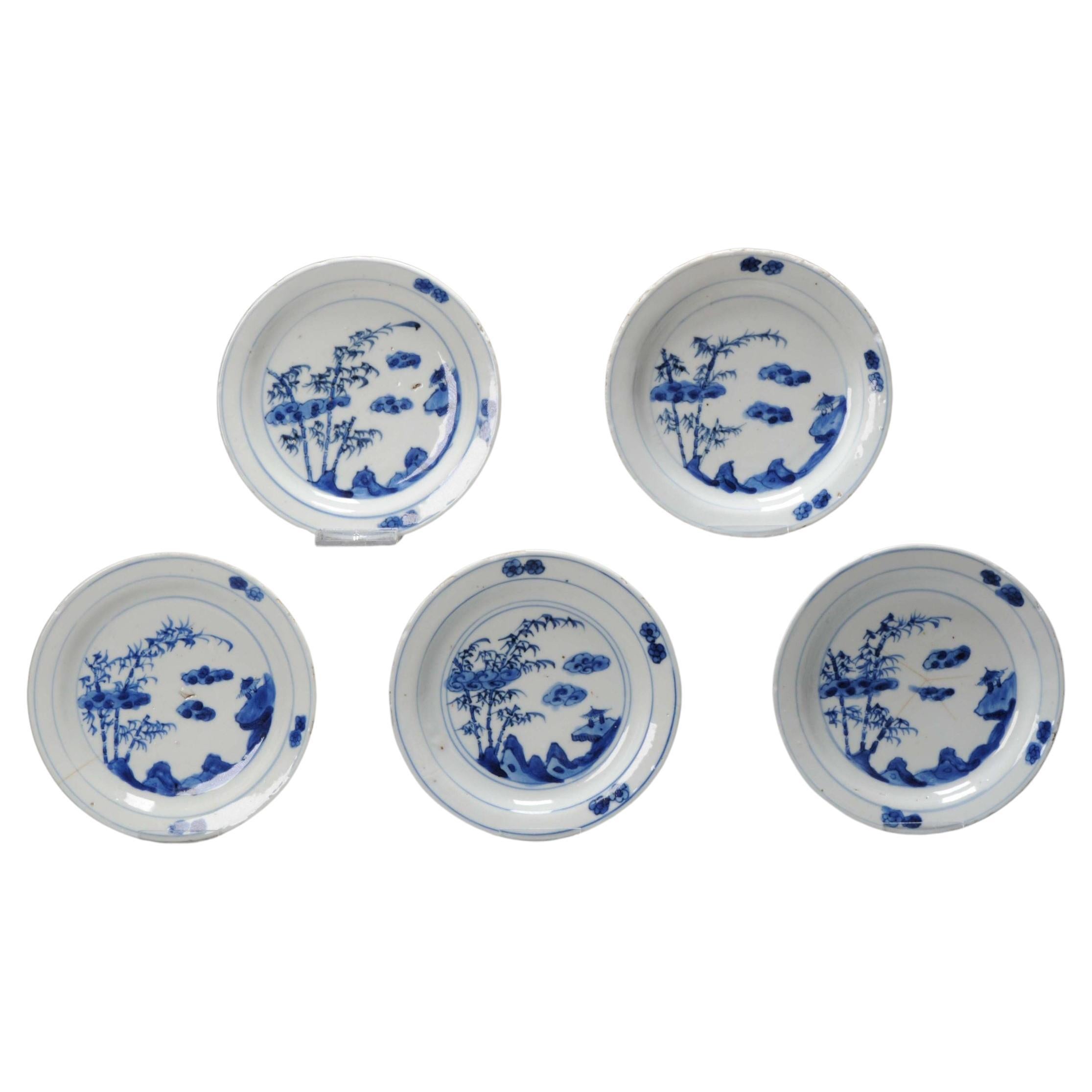 Set #5 Kosometsuke Antique Chinese 17c Ming Dynasty Plates China Porcelain For Sale