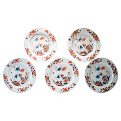 Set 5 di piatti da pranzo di alto livello in porcellana cinese Imari Porcelain di Kangxi