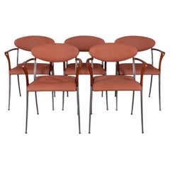 Satz von 5 Coro-Design-Stühlen mit Armlehnen aus den 80er Jahren für Origlia Italien