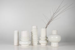 Set/5 Vasen, Keramikvasen, Weiß, handgefertigt in Portugal von Lusitanus Home