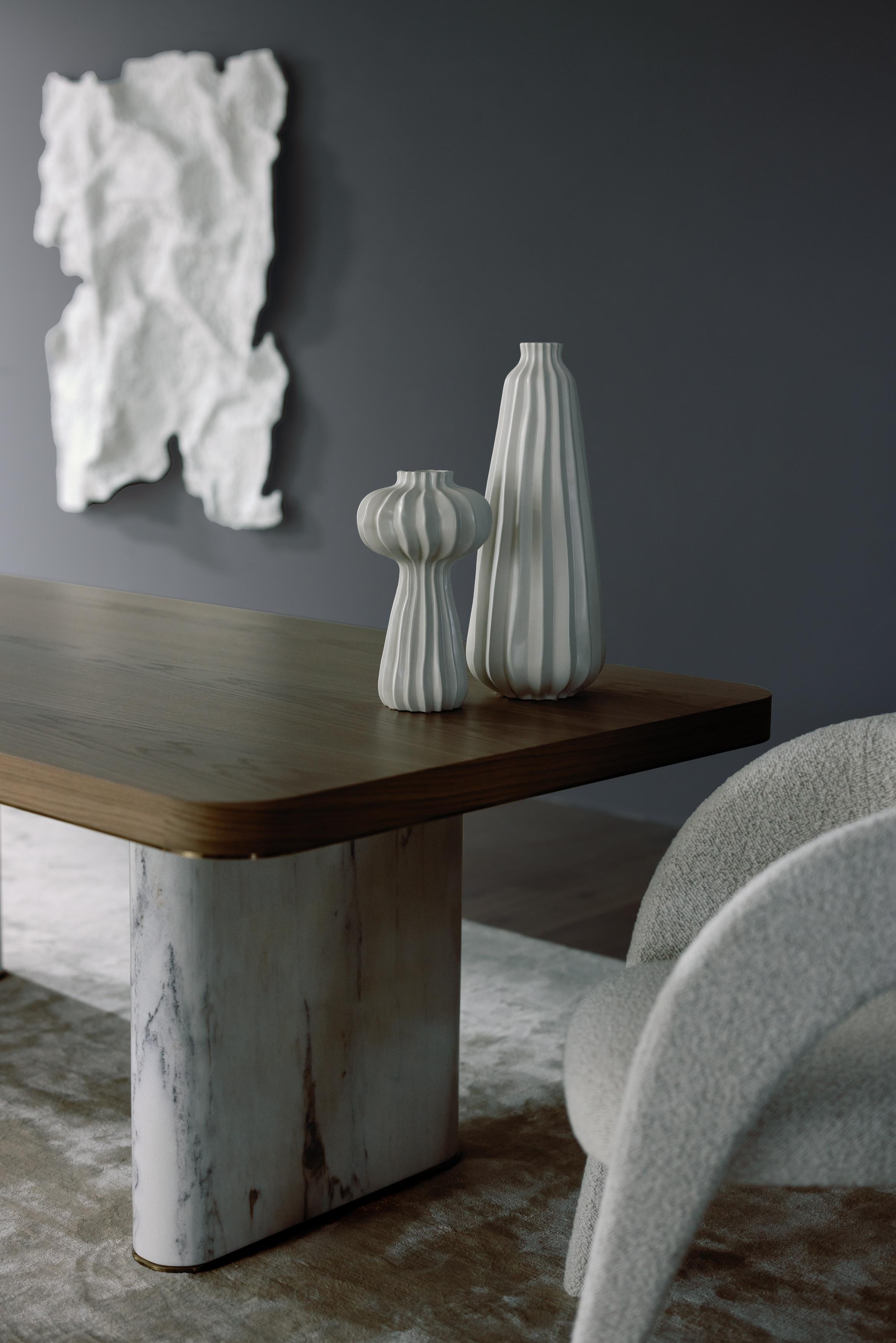 Set/5 vasi in ceramica, bianco e crema, fatti a mano in Portogallo da Lusitanus Home In condizioni Nuovo in vendita a Lisboa, PT