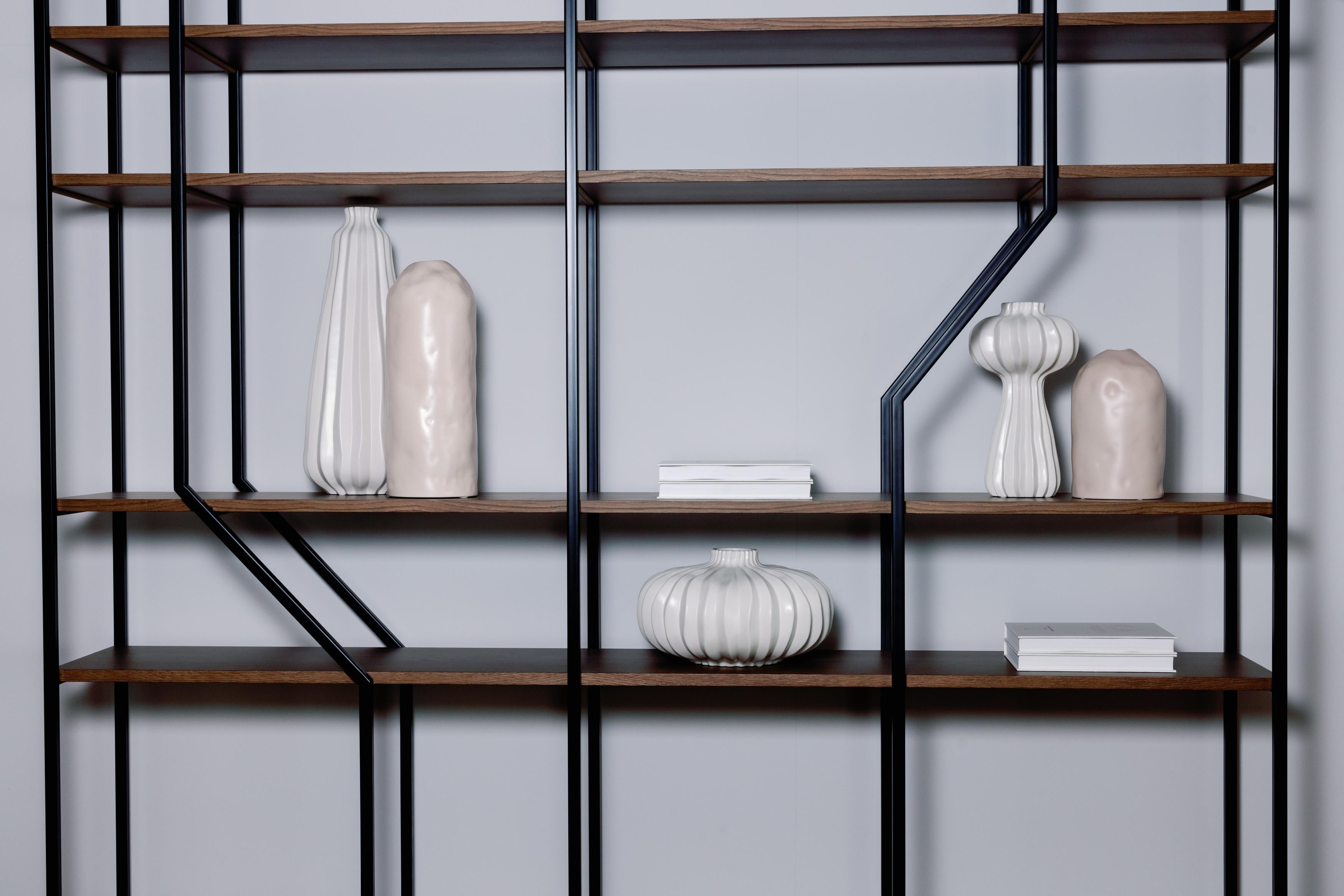 Contemporary Set/5 Ceramic Vases, White & Cream, Handmade in Portugal by Lusitanus Home For Sale