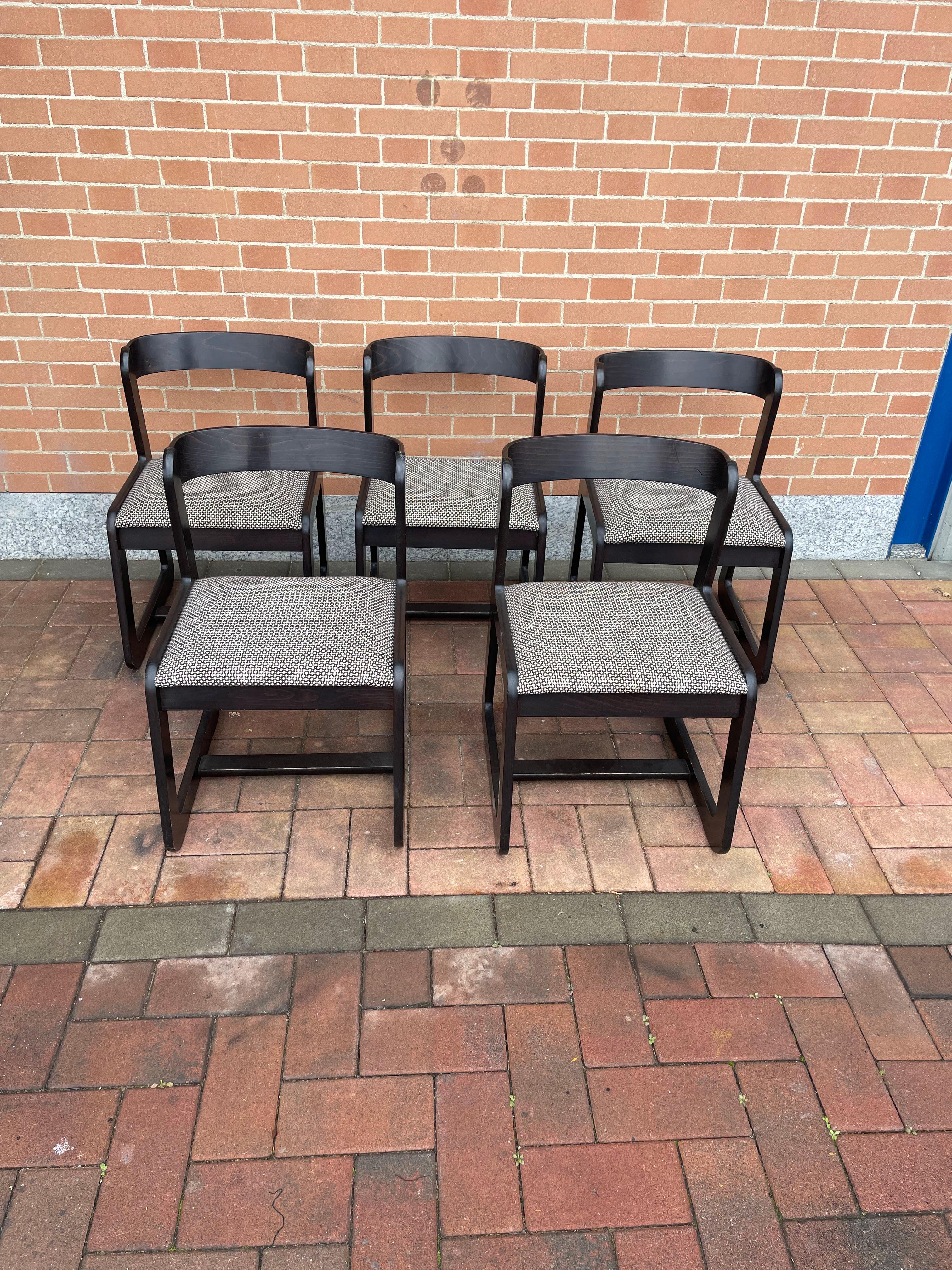 Modern Set 5 Willy Rizzo Chairs for Mario Sabot, 1970s, Italy