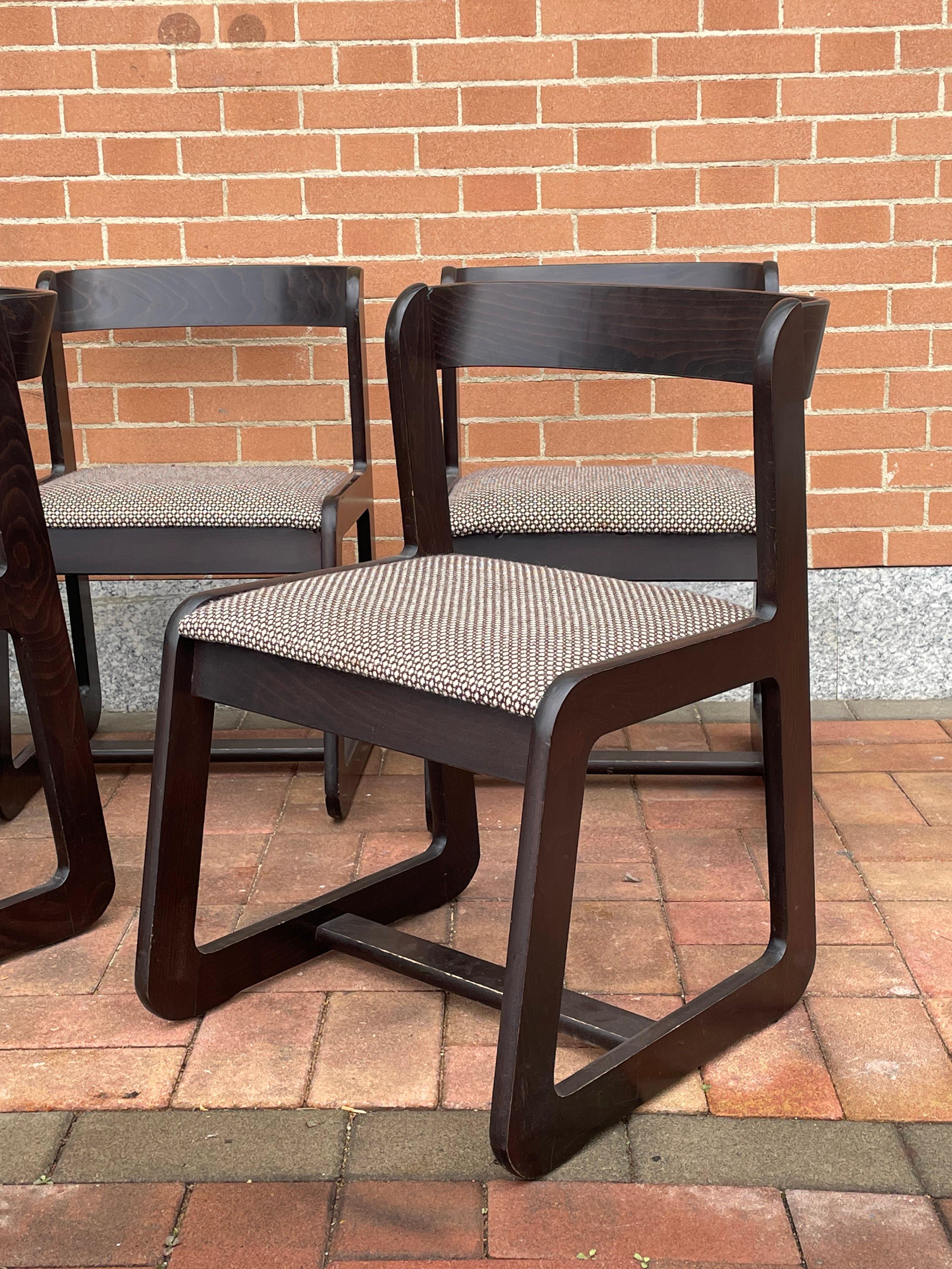Fabric Set 5 Willy Rizzo Chairs for Mario Sabot, 1970s, Italy