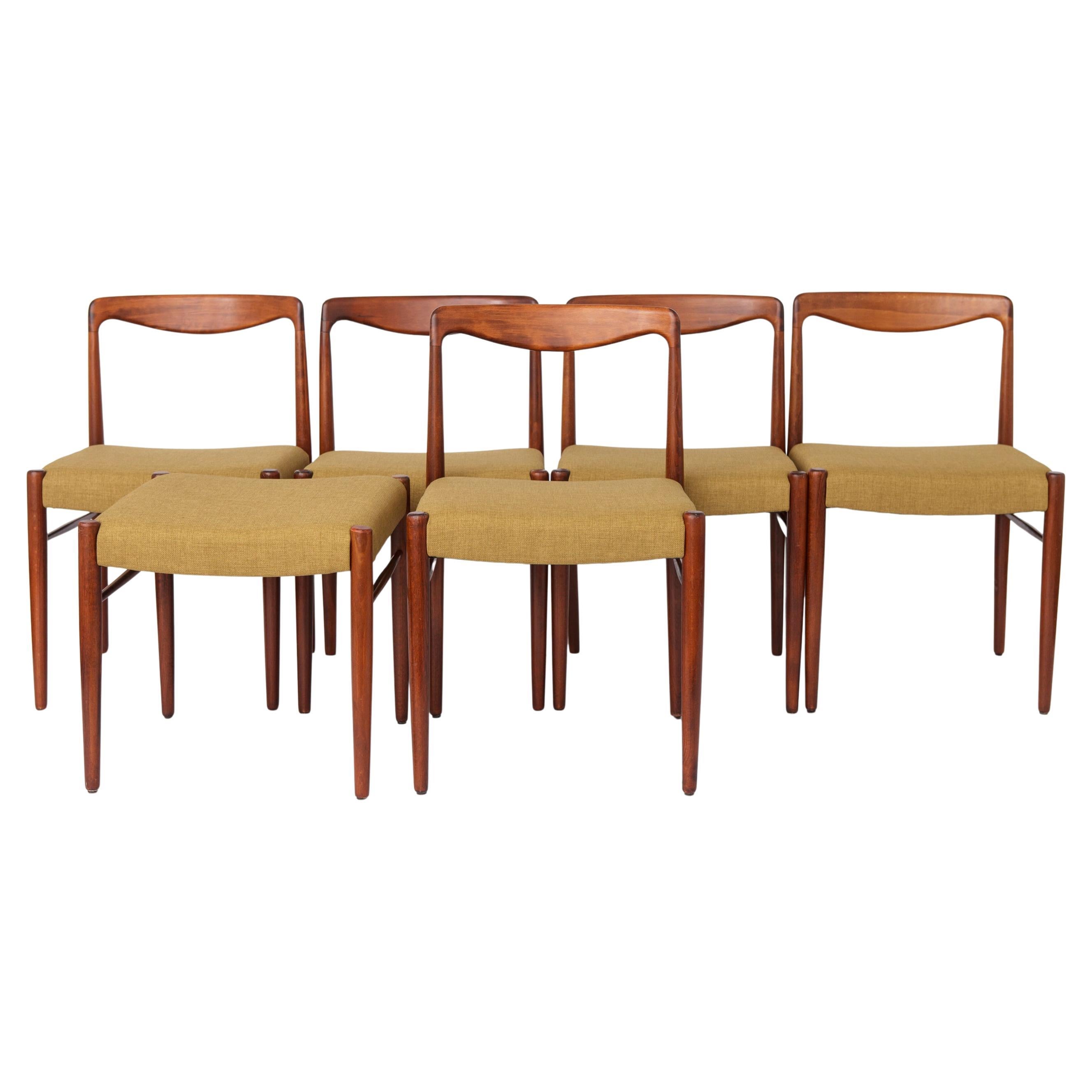 Set 5+1 Vintage Teak Dining Chair Set , 1970s German Lübke Style, Fully Restored