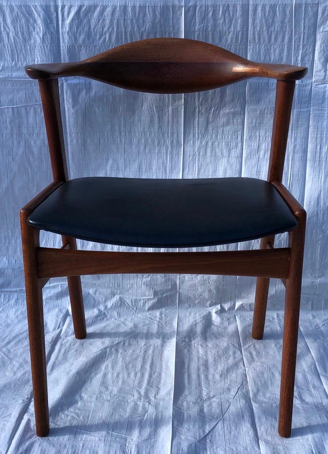 Set/6 1960s Danish Erik Kirkegaard Model 49b Teak & Black Vinyl Dining Chairs  8