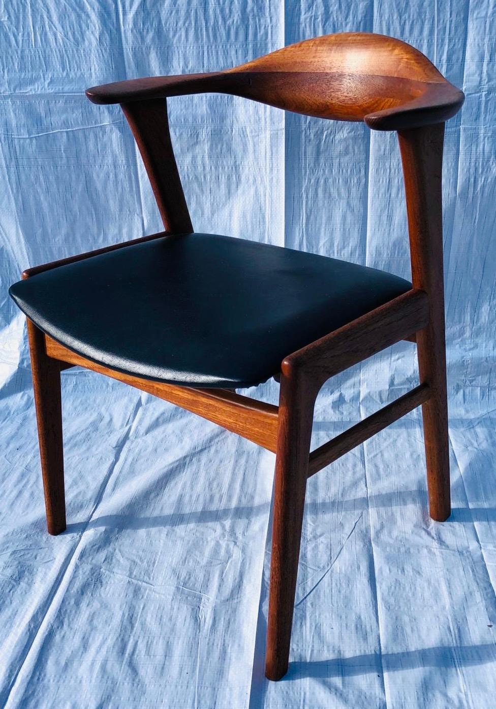 Set/6 1960s Danish Erik Kirkegaard Model 49b Teak & Black Vinyl Dining Chairs  10