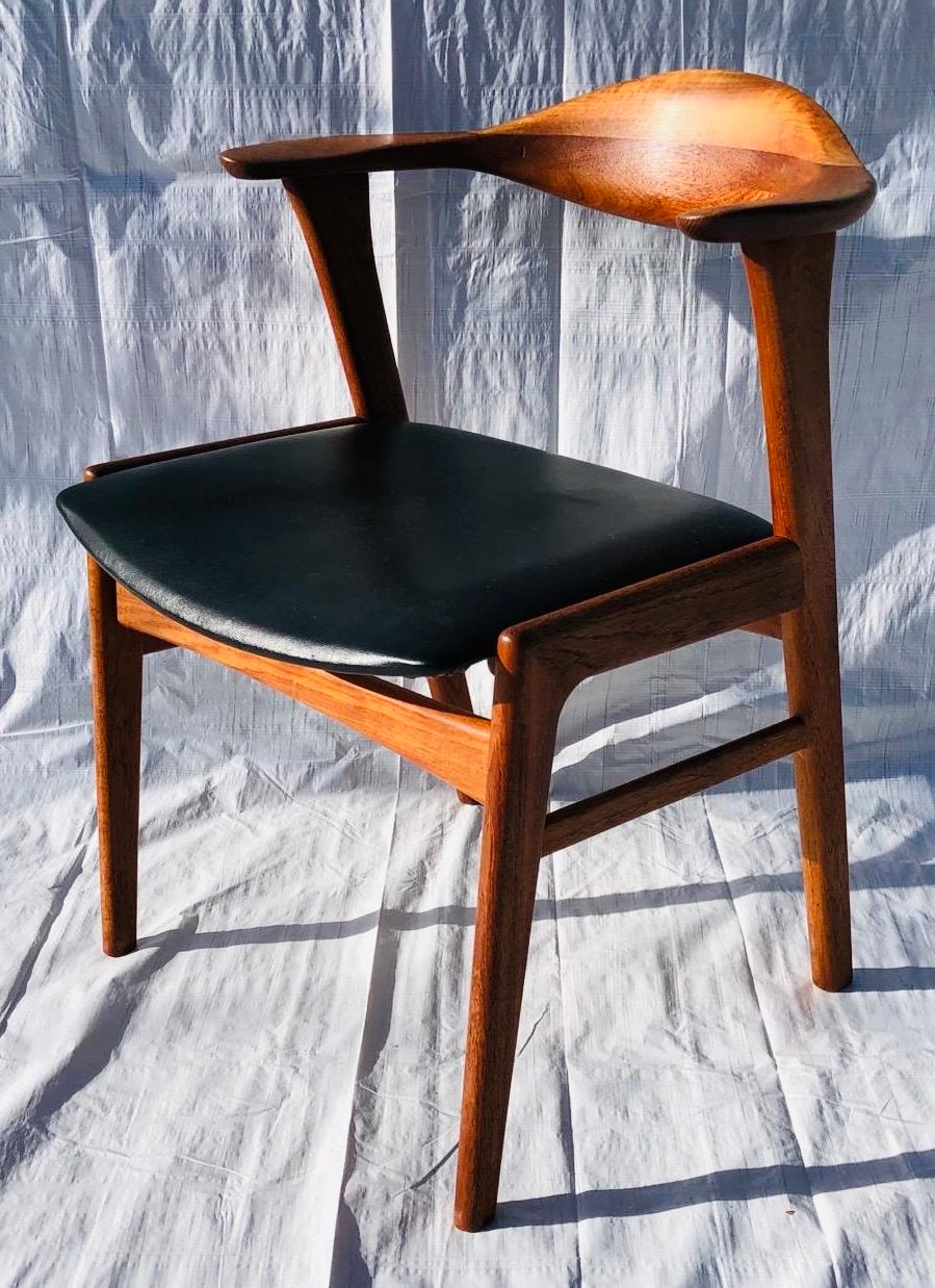 Set/6 1960s Danish Erik Kirkegaard Model 49b Teak & Black Vinyl Dining Chairs  12