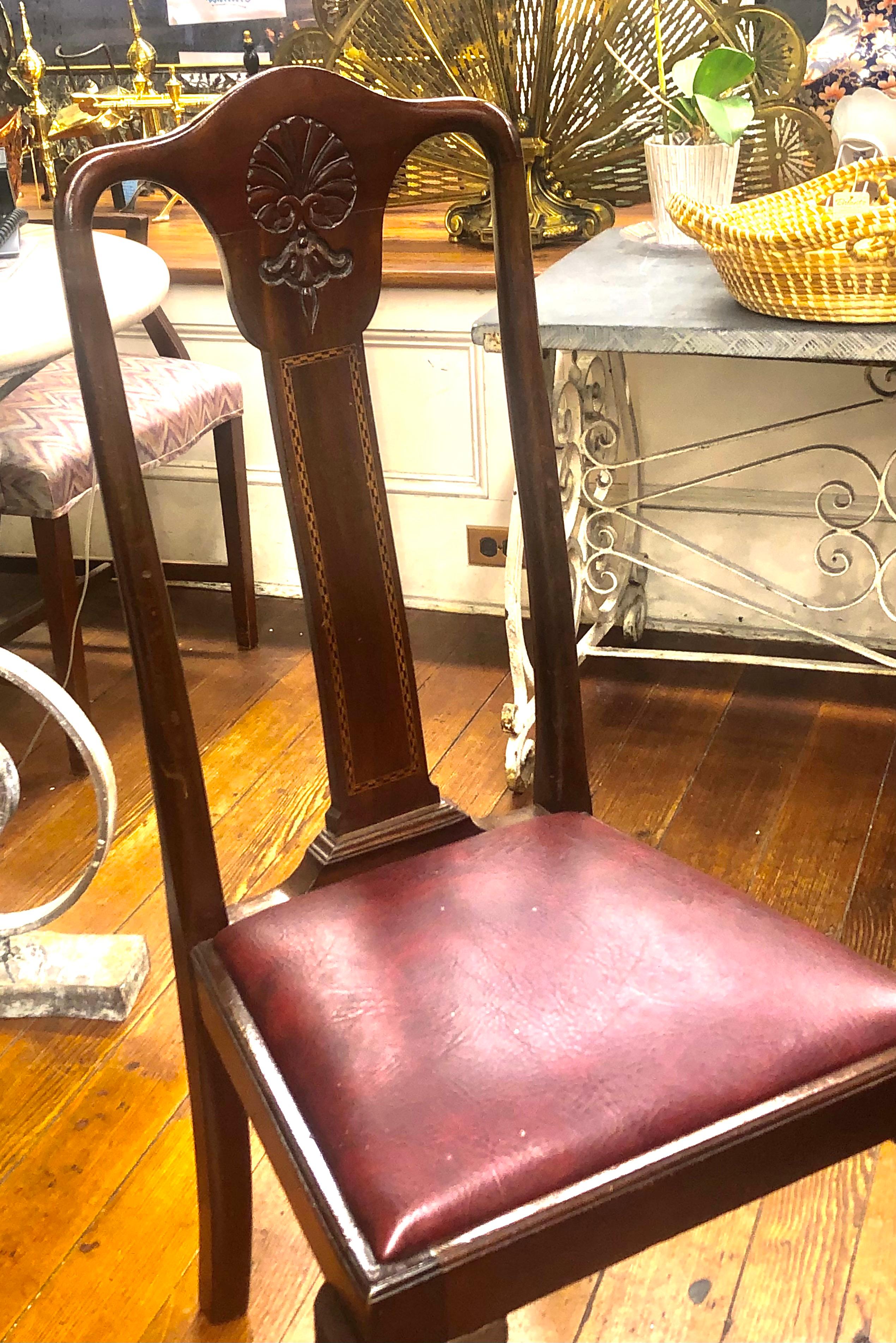 Set 6 '4+2' Antique English Inlaid Mahogany Queen Anne Style Dining Chairs For Sale 2