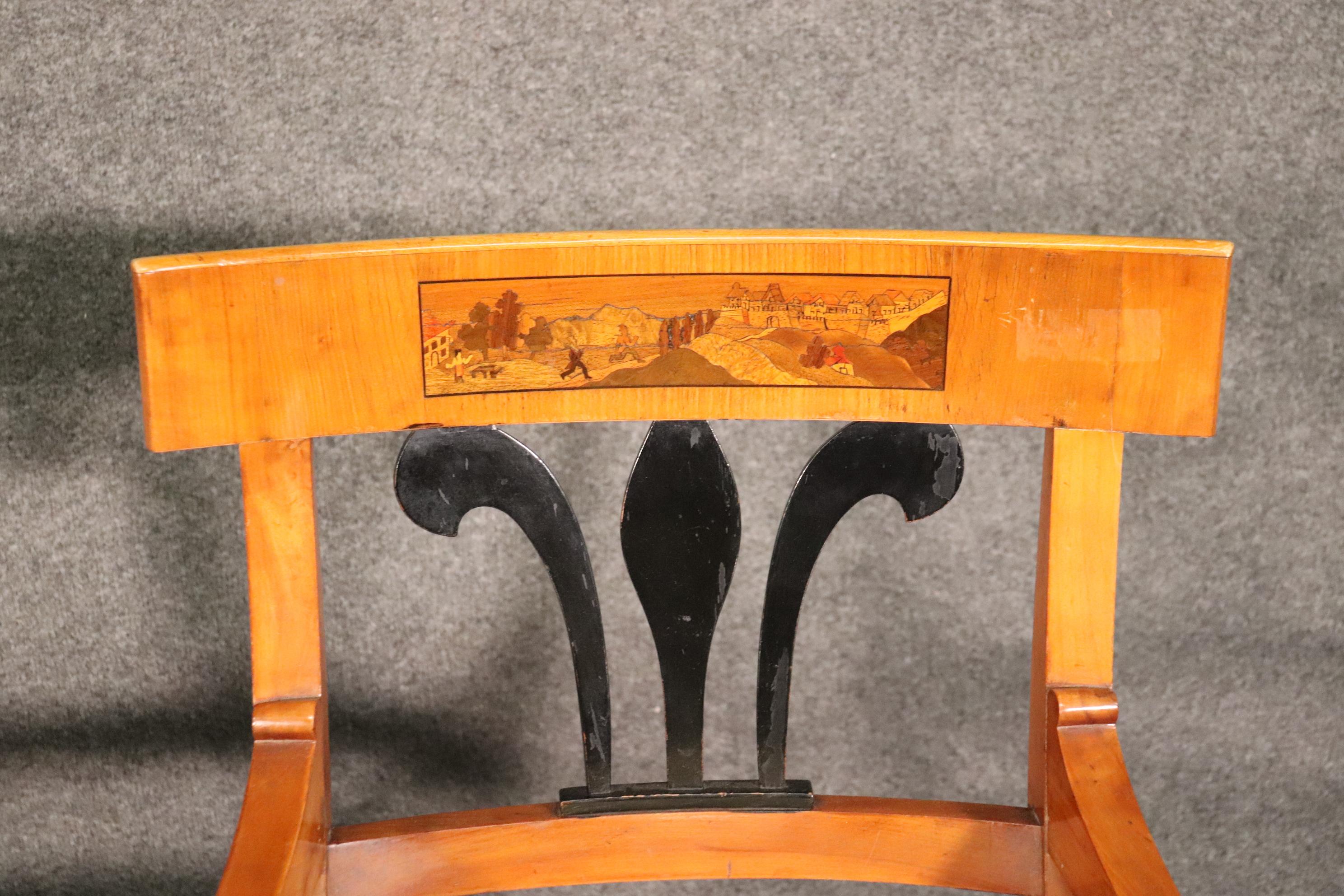 Set 6 Antique Biedermeier Birch and Ebonized Dining Chairs 6