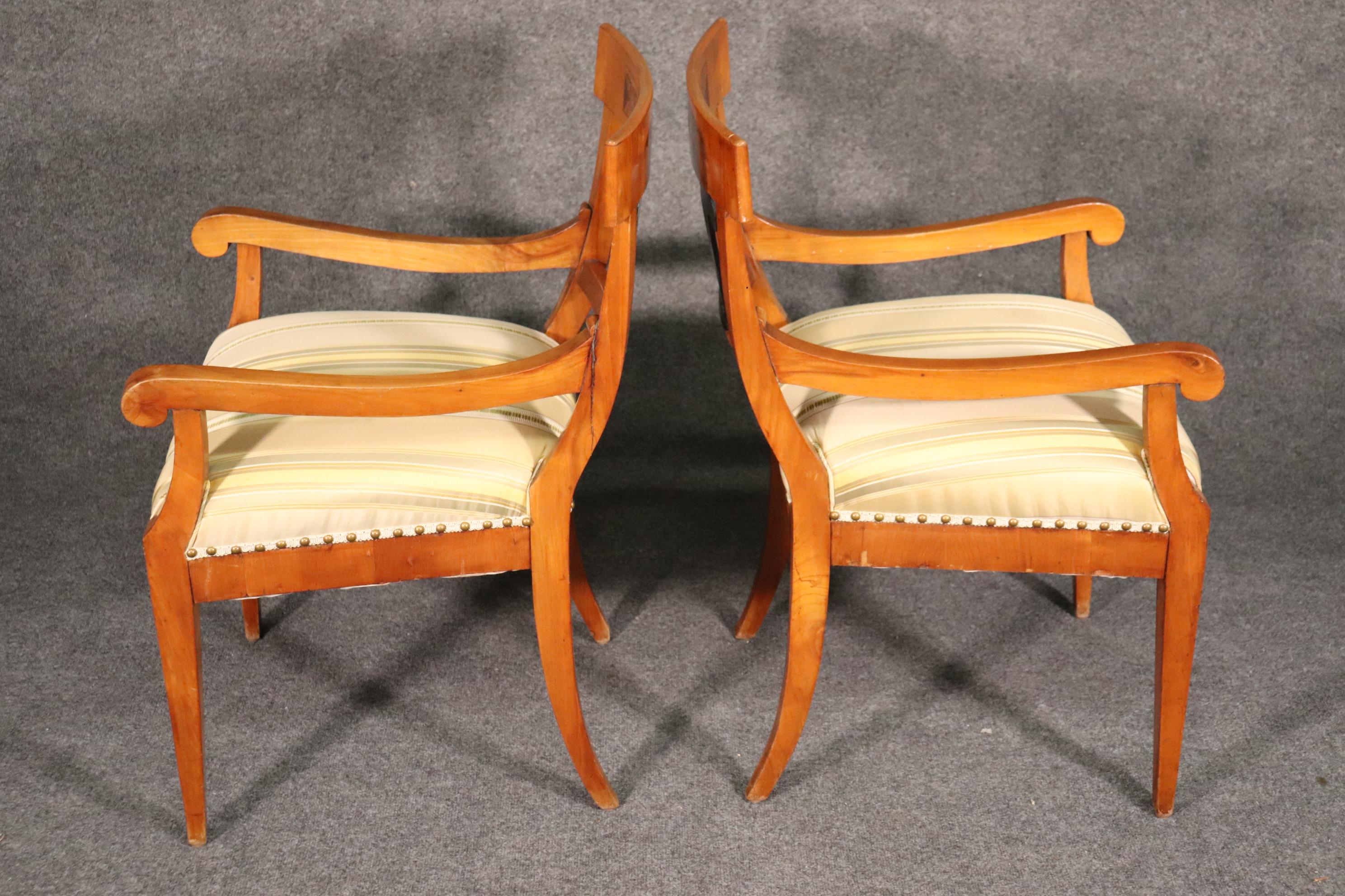 Set 6 Antique Biedermeier Birch and Ebonized Dining Chairs In Good Condition In Swedesboro, NJ