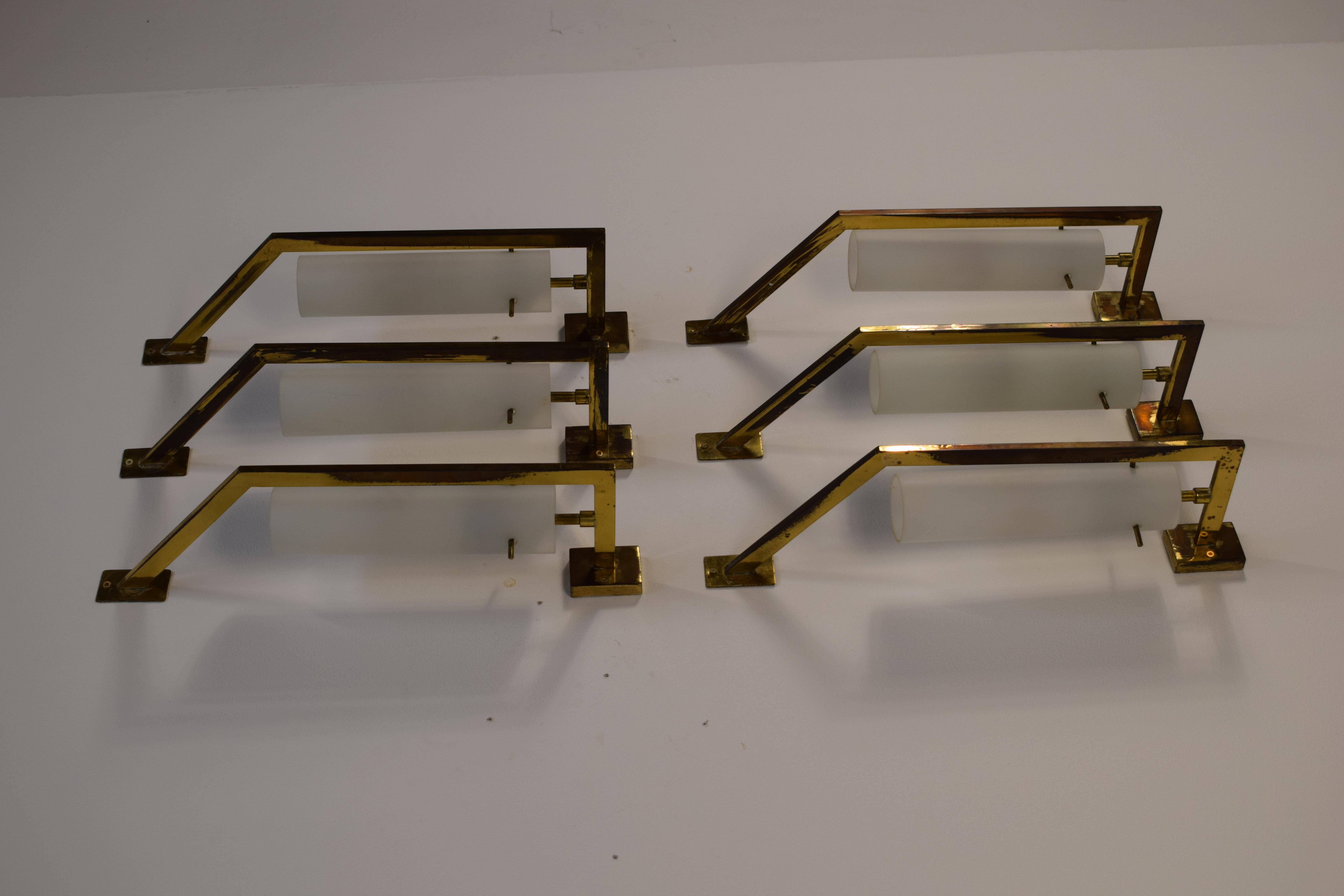 Set 6 apliques Stilnovo mediados del siglo XX en venta