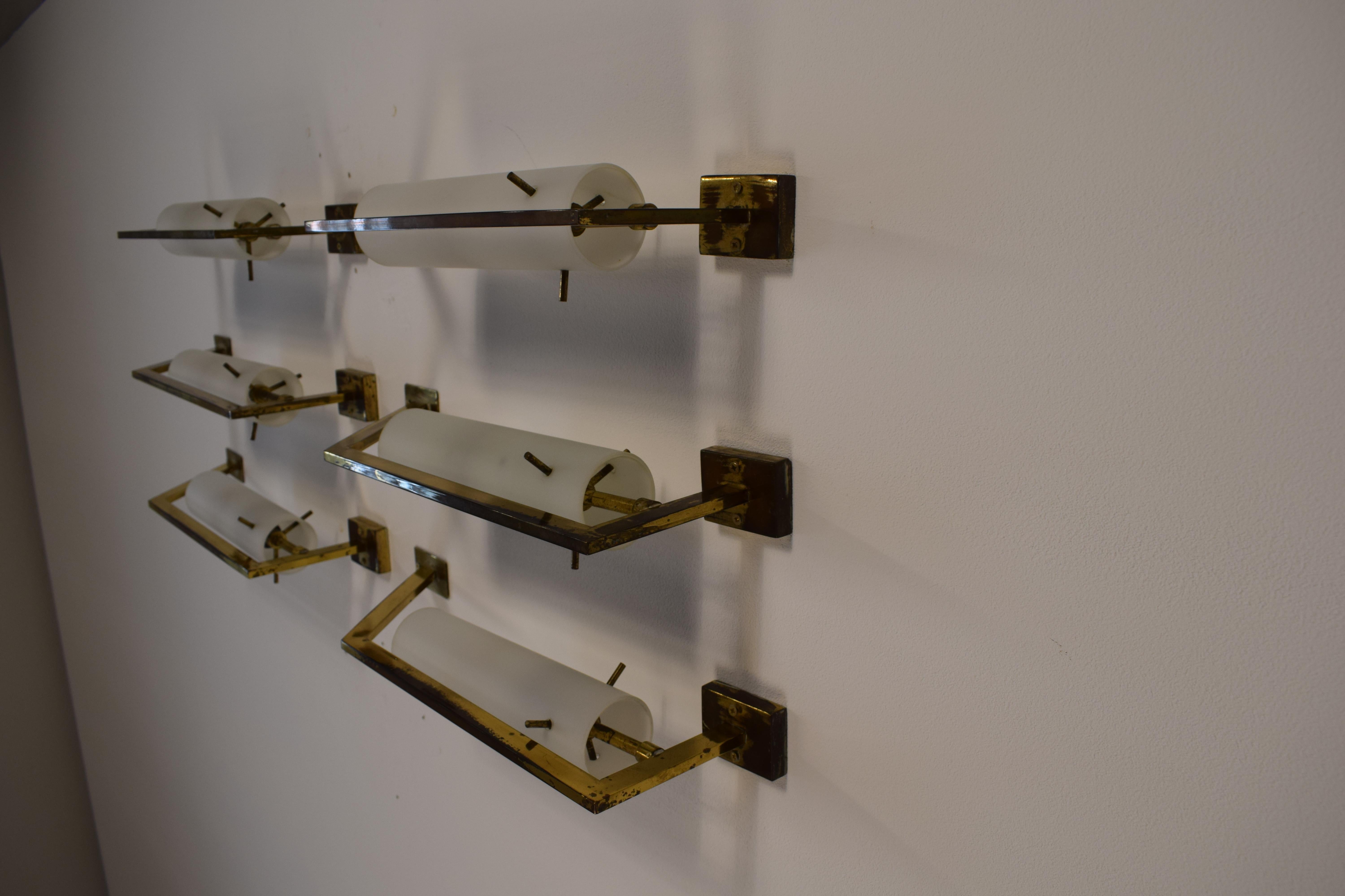 Set 6 apliques Stilnovo Latón en venta