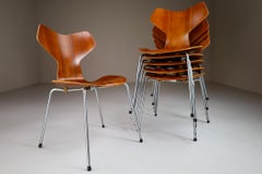 Set/6 Arne Jacobsen Grand Prix Dining Chairs for Fritz Hansen, Denmark 1960s