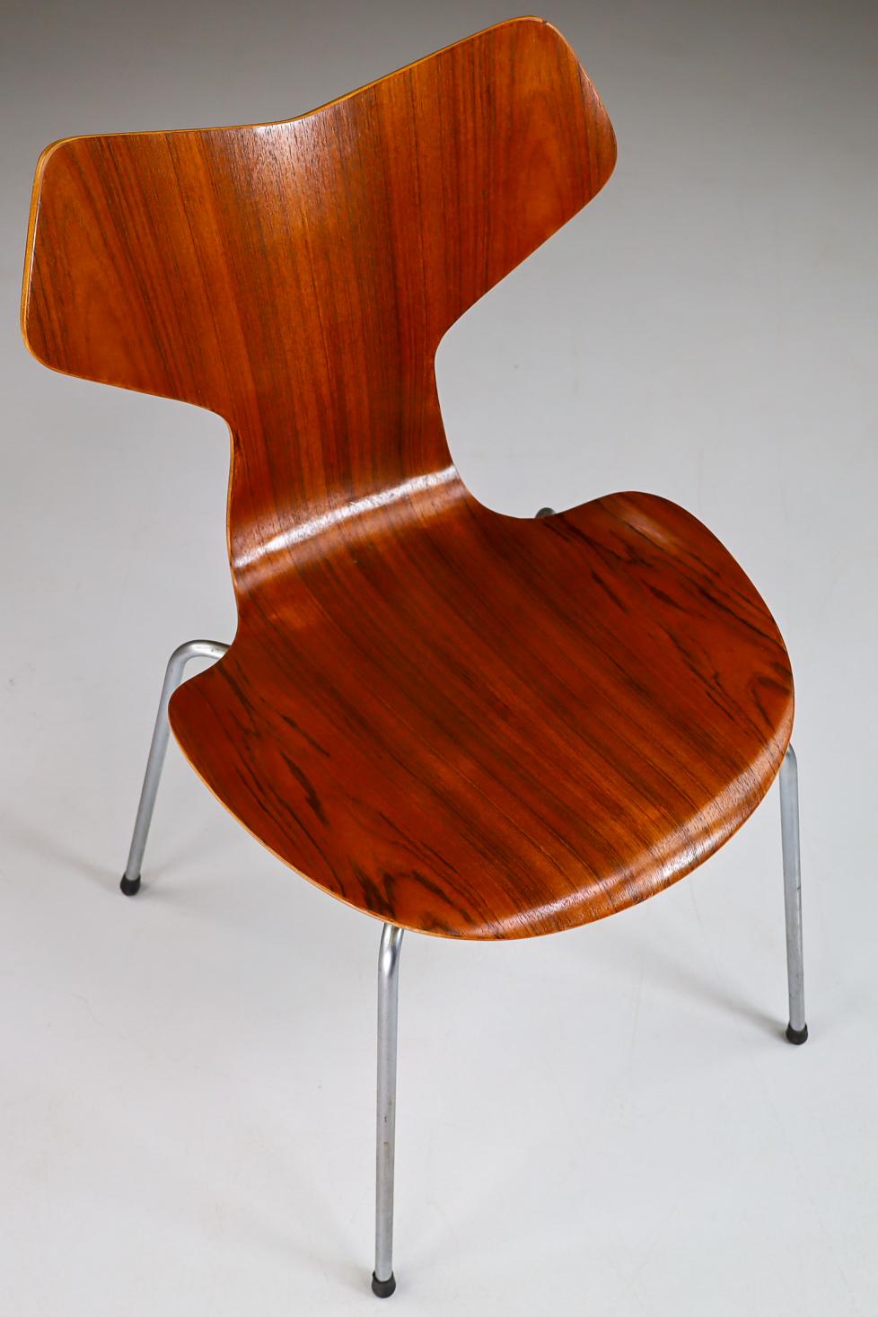 20th Century Set/6 Arne Jacobsen Grand Prix Dining Chairs for Fritz Hansen, Denmark 1960s