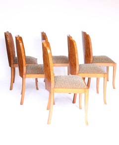 Set 6 Art Deco Burr Walnut Dining Chairs