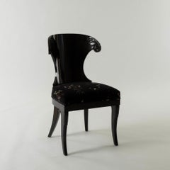 Six Charlap Hyman & Herrero Primavera Black Velvet  Chaises de salle à manger Klismos
