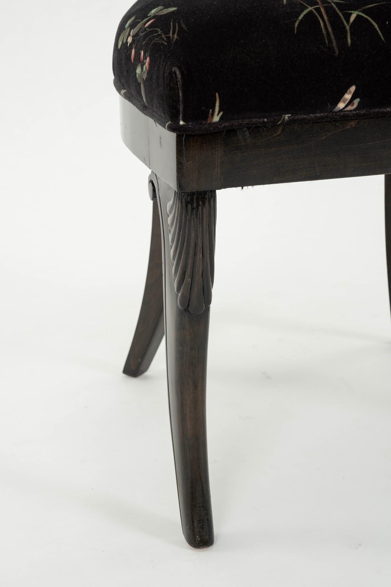 20th Century Six Charlap Hyman & Herrero Primavera Black Velvet  Klismos Dining Chairs For Sale