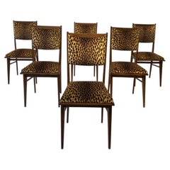Set 6 Art Deco Dining Chairs Jim Thompson Silk Velvet Cheetah Pierre Frey 1940s