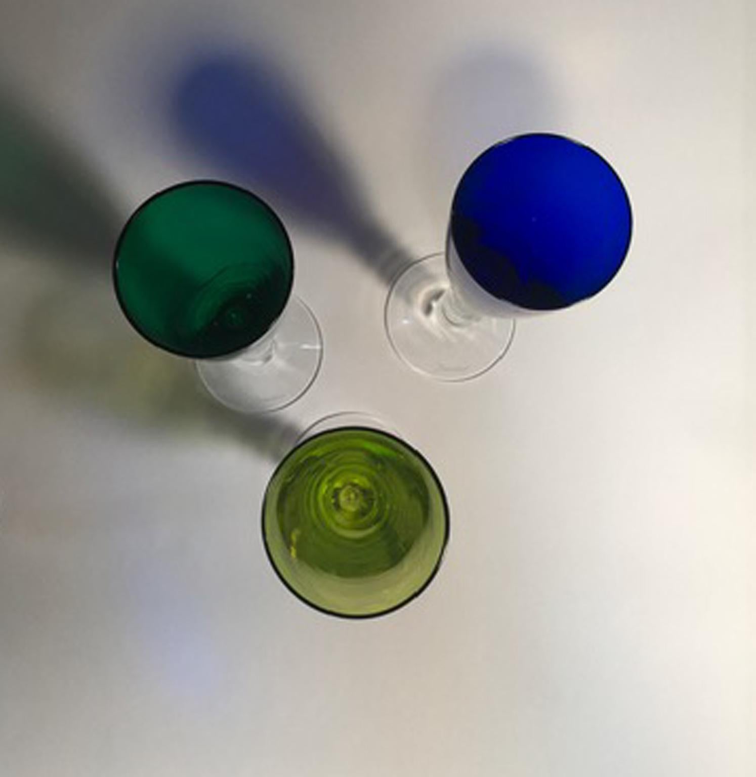 Set 6 Baccarat Crystal Glasses Champagne Flutes in Modern Style Green Red Blue 5