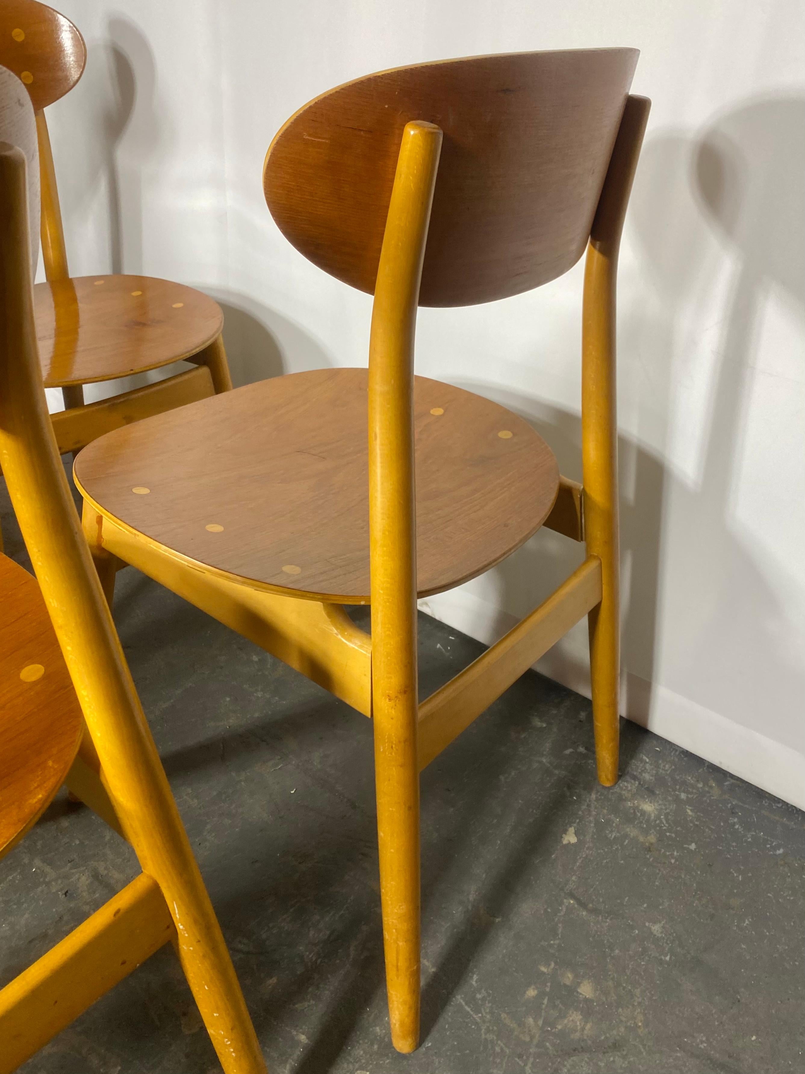 Hêtre Ensemble de 6 chaises de salle à manger en contreplaqué cintré de Sven Erik Fryklund pour Hagafors, Suède en vente