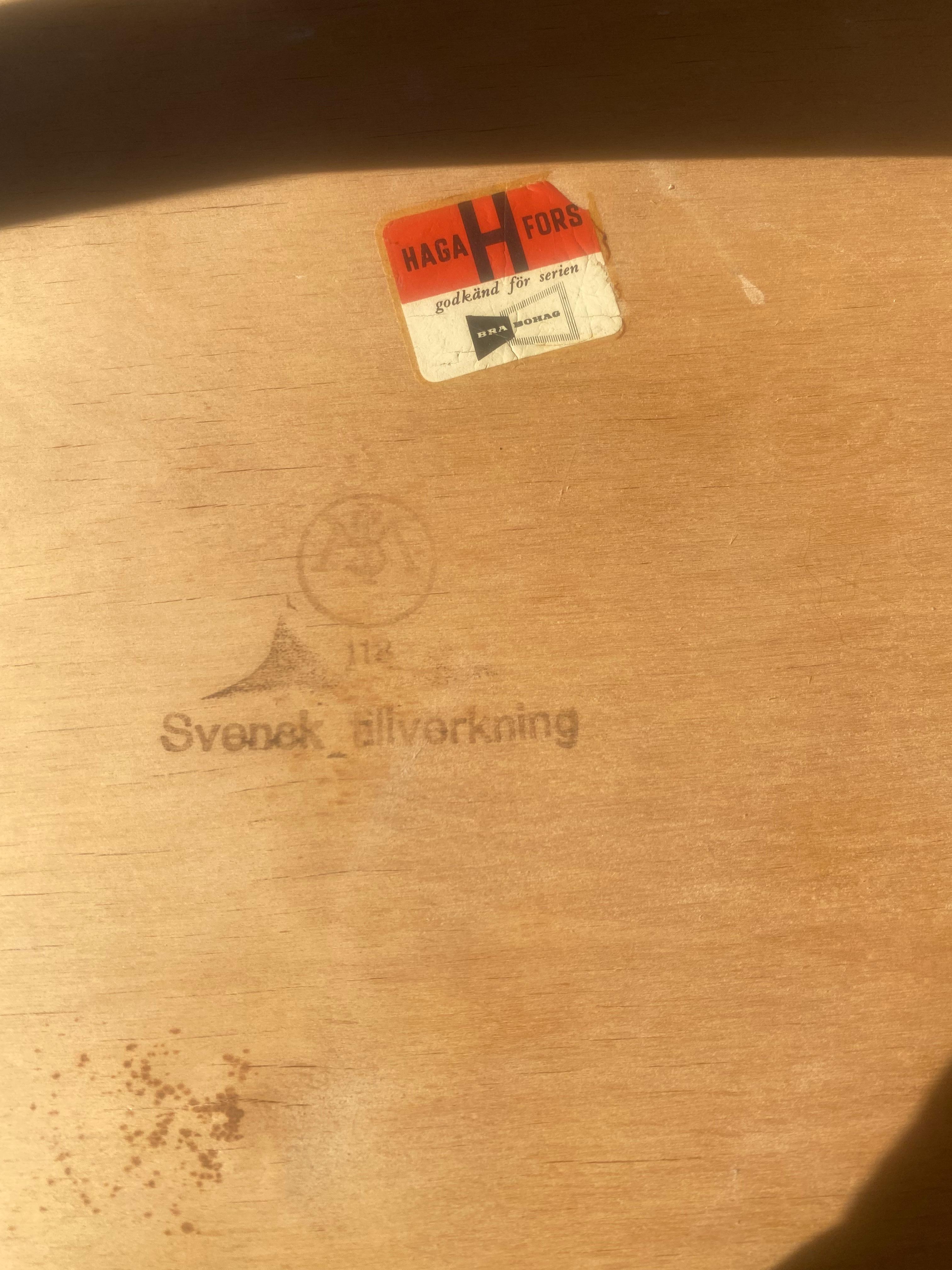 Ensemble de 6 chaises de salle à manger en contreplaqué cintré de Sven Erik Fryklund pour Hagafors, Suède en vente 3