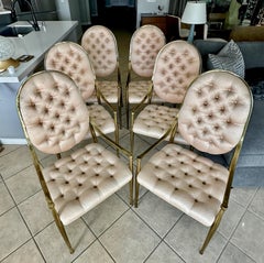 Ensemble de 6 fauteuils de salle à manger en laiton par Mastercraft