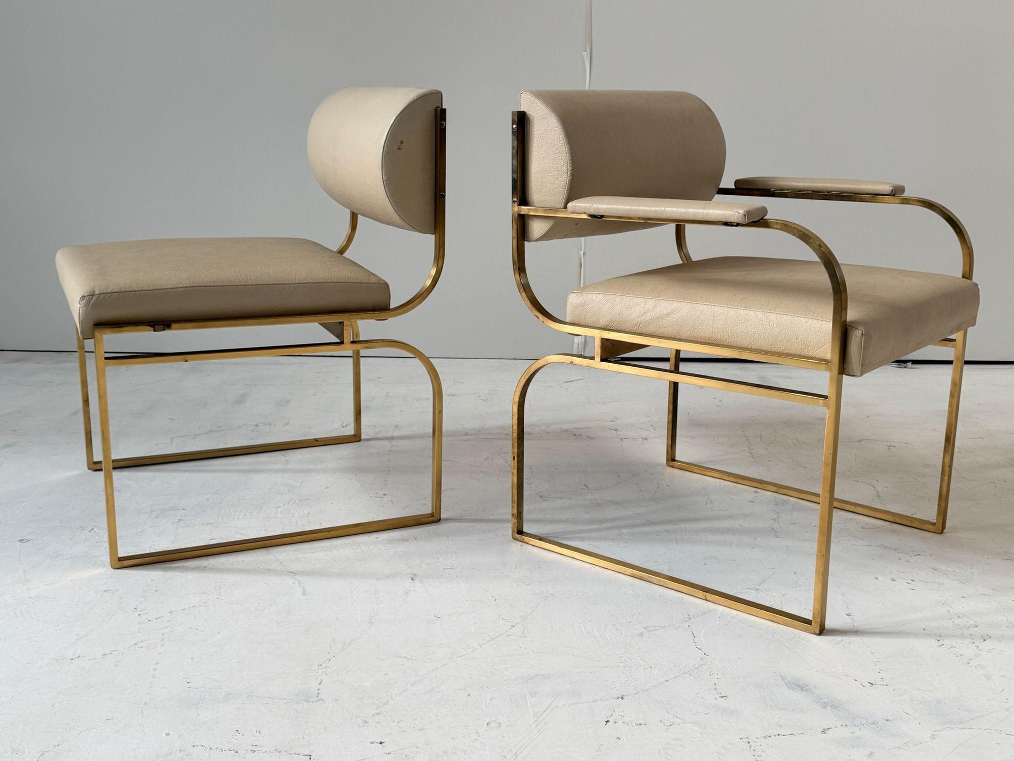 Fine XX secolo Set 6 sedie da pranzo in ottone, 1980 in vendita