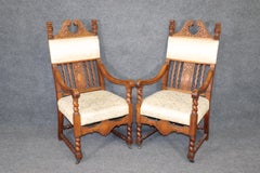 Set 6 Carved Griffin Oak R.J. Horner Attributed Victorian Dining Chairs