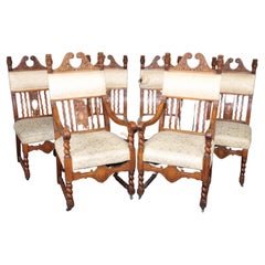Set 6 Carved Griffin Oak R.J. Horner Attributed Victorian Dining Chairs