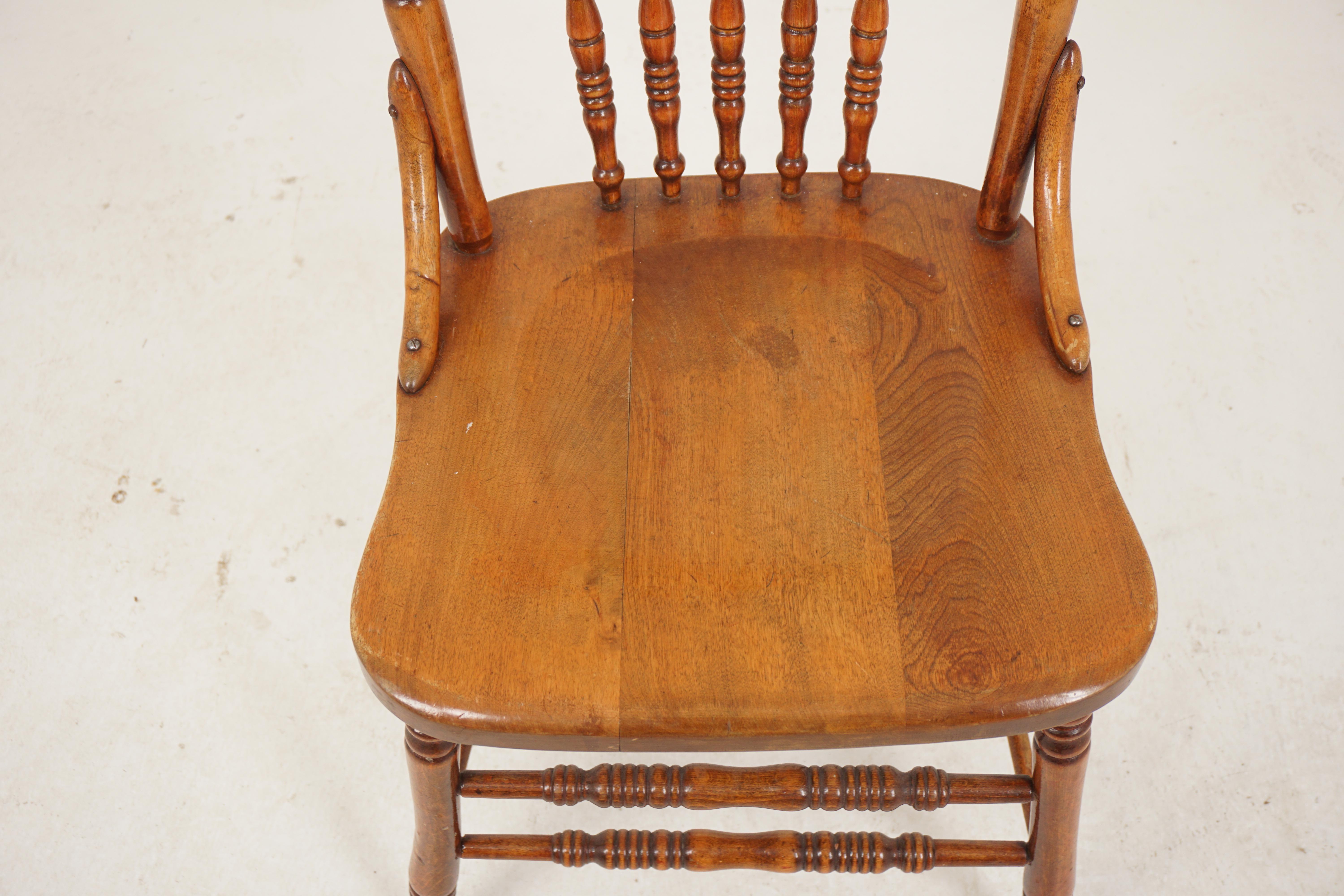 Early 20th Century Set 6 Carved Maple Press Back Chair, American 1900, H892